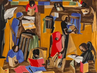 Jacob Lawrence, The Library. Courtesy of the Smithsonian American Art Museum